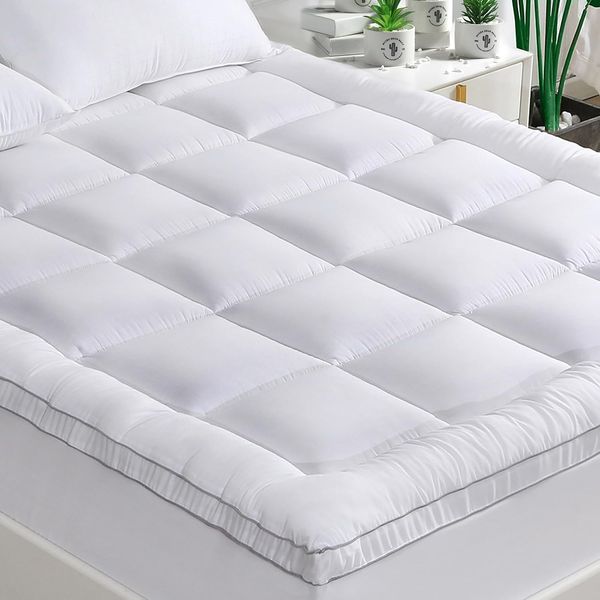 Oeko-Tex zertifizierte Matratzenauflage 140 x 200 cm mit Bambusfaser-Oberflaeche und 3D-Fuellung, kombinierbar als Spannbettlaken und Matratzenschutz