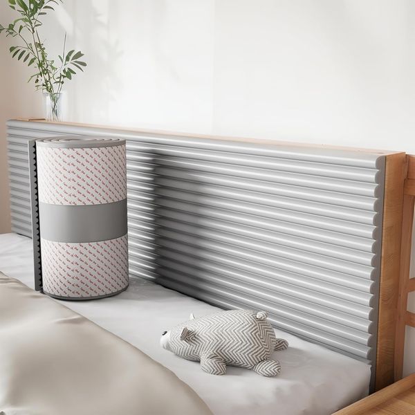 Selbstklebende gepolsterte Wandverkleidung in Grau mit 1,2 cm Staerke, stossfest und isolierend, Streifenmass 15 x 200 cm fuer Schlaf- und Wohnzimmerdekoration