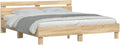Sonoma-Eiche Optik Gaeste-Doppelbett mit beleuchtetem Kopfteil und Lattenrost, dekoratives Schlafzimmermoebel 180 x 200 cm