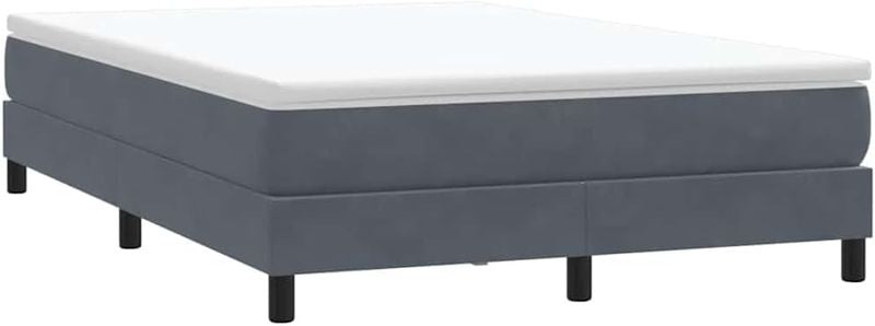 Samtbezogenes Boxspring-Doppelbett ohne mitgelieferte Matratze, dunkelgraue Polsterkonstruktion 140 x 220 cm fuer komfortable Schlafzimmergestaltung