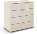 Beige Glasfront Aufbewahrungskommode mit 80 cm Gesamtbreite, klassisches Wohn- und Schlafzimmermoebel