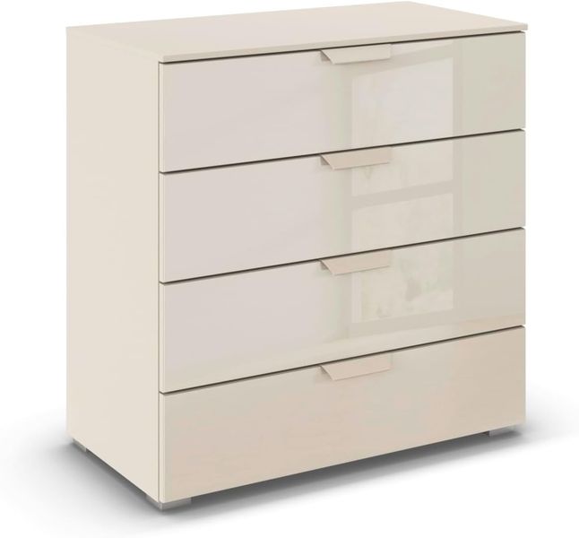 Beige Glasfront Aufbewahrungskommode mit 80 cm Gesamtbreite, klassisches Wohn- und Schlafzimmermoebel